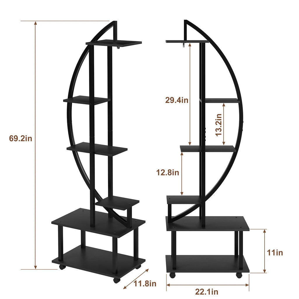 Étagère demi-lune 6 niveaux – Détail tablettes et structure | VerdeForm