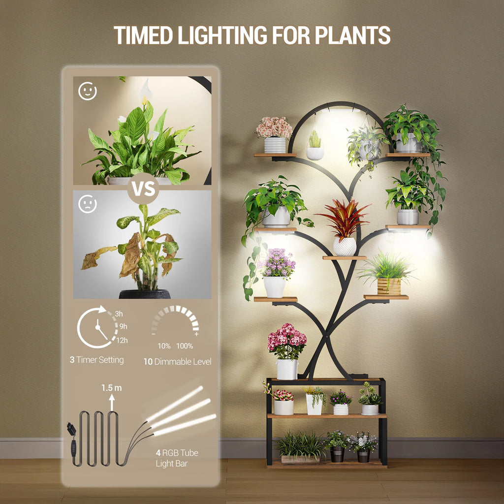 Étagère Bois & Métal LED – 10 niveaux