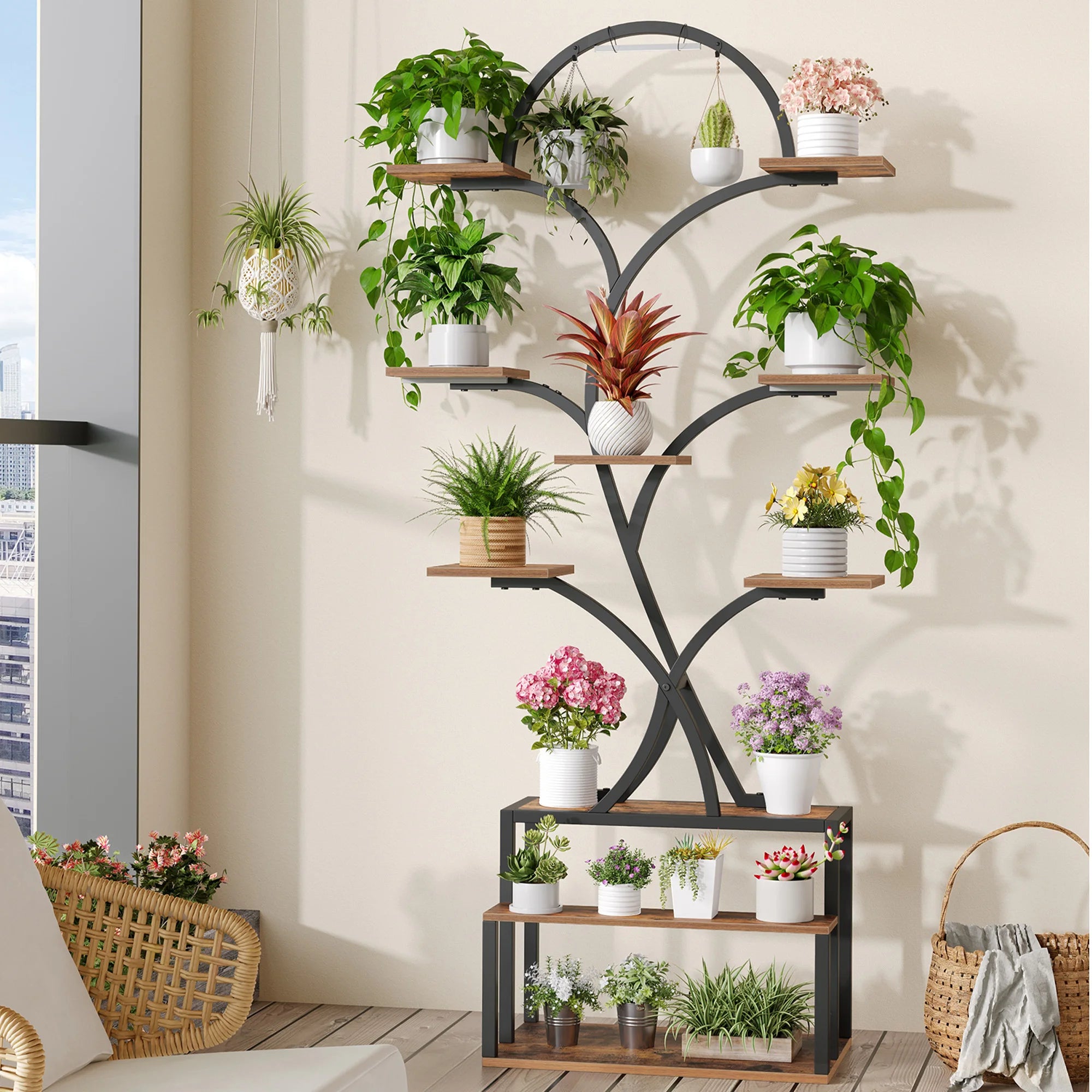 Étagère bois métal avec LED – Vue de côté | VerdeForm