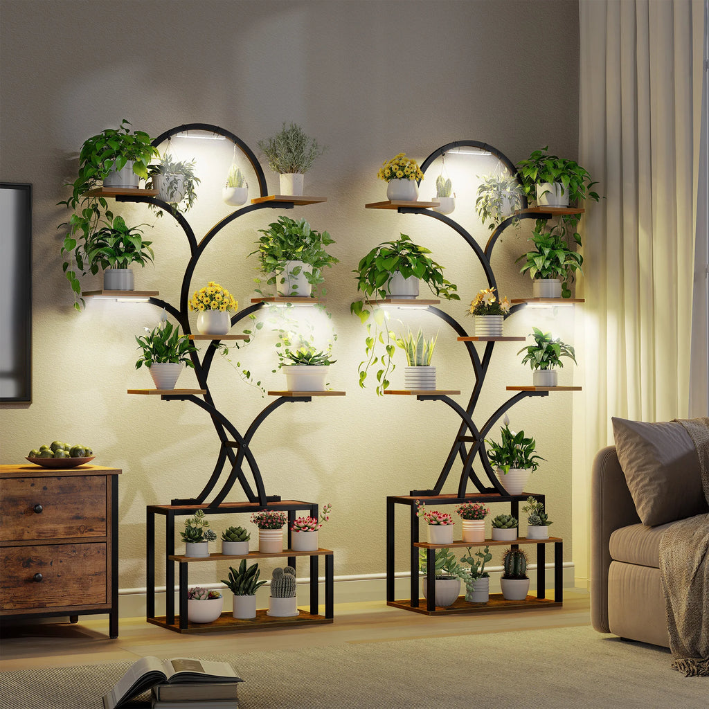 Étagère Bois & Métal LED – 10 niveaux