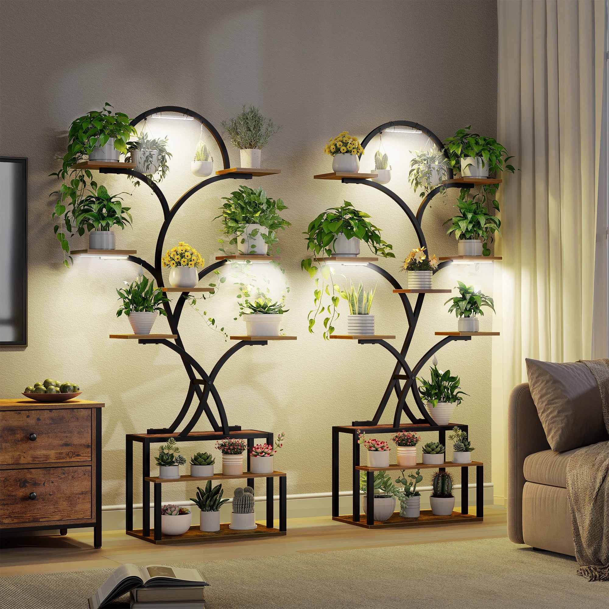 Étagère Bois & Métal LED – 10 niveaux