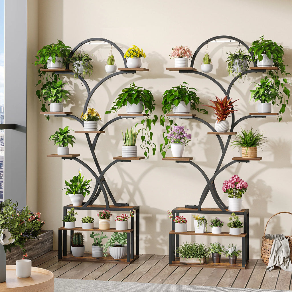 Étagère bois et métal LED 10 niveaux – Support plantes design | VerdeForm