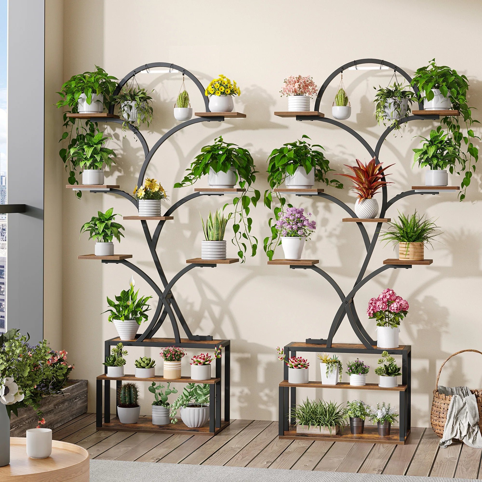 Étagère bois et métal LED 10 niveaux – Support plantes design | VerdeForm