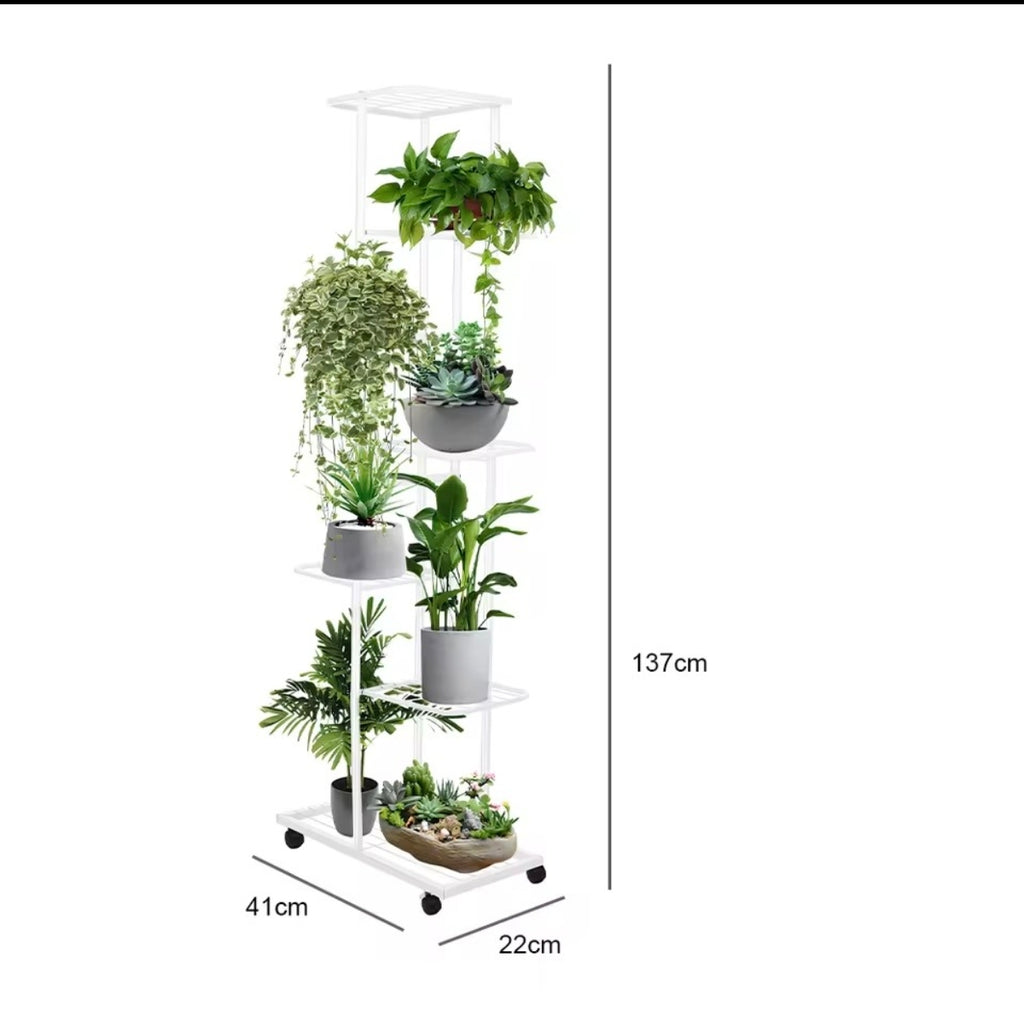 Étagère Fleurs & Roulettes – 7 niveaux
