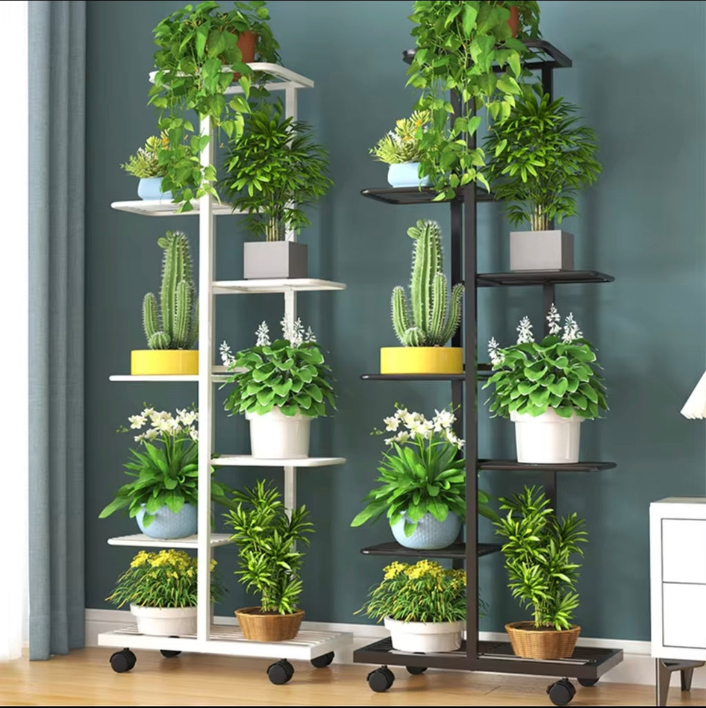 Support à fleurs en fer avec roulettes 7 niveaux – Vue principale | VerdeForm