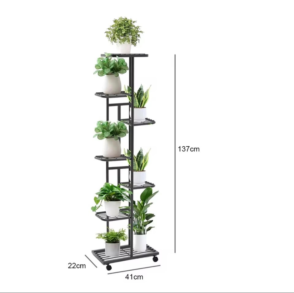 Étagère Fleurs & Roulettes – 7 niveaux